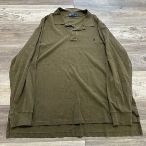 Vintage Polo Ralph Lauren Olive Green Mens 2XB Long Sleeve XXB Polo Shirt